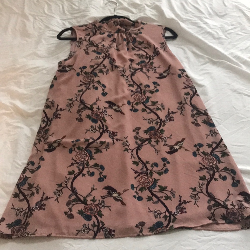 [Alya] Blush floral and vine print dress